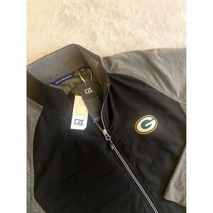 Cutter & Buck Green Bay Packers Football Team Adapt Jacket Mens Large Black Gray